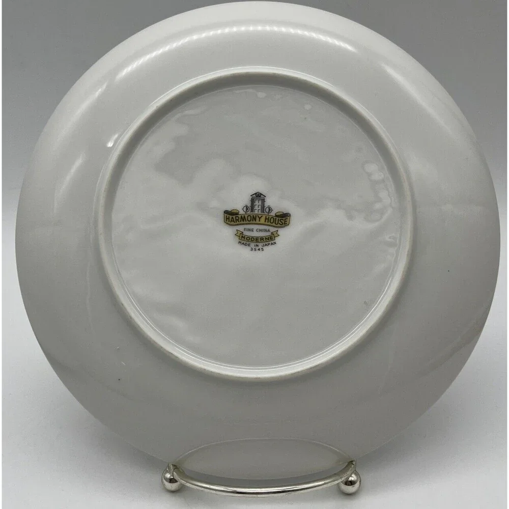 2 Vtg Harmony House Fine China Moderne 3545 Salad Lunch 7.5” Plate